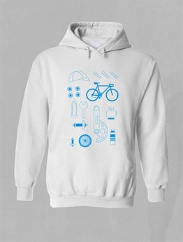 Elan Bisiklet Temalı Baskılı Kapüşonlu Sweatshirt-W
