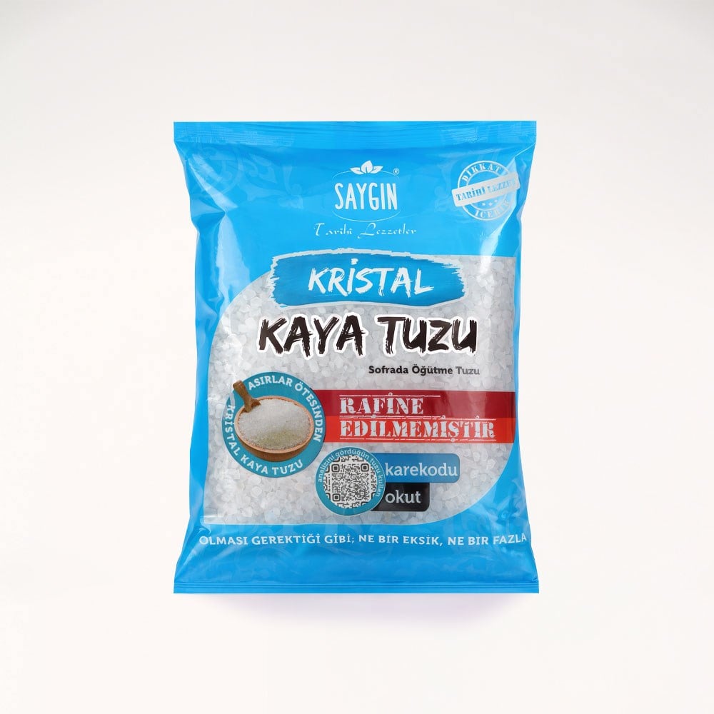 SAYGIN Rafine Edilmemiş Doğal Kristal Kaya Tuzu Öğütülmemiş Sofrada Öğütme Tuzu 500 Gr