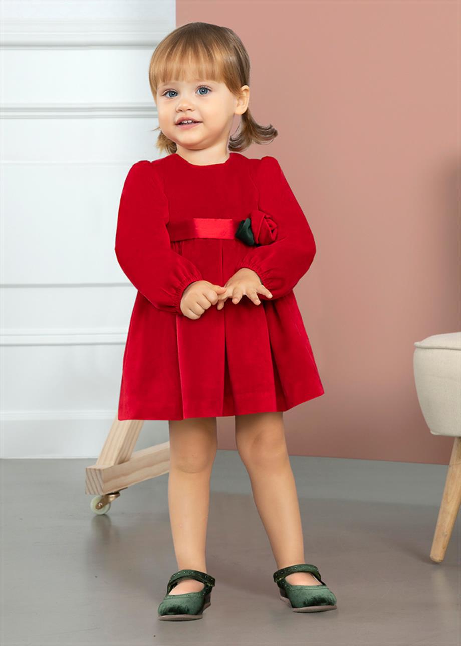 Abel Lula Kız Bebek Kadife Elbise