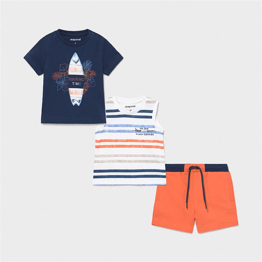 Mayoral Erkek Bebek 3'lü Mavi - Turuncu Ocean Set
