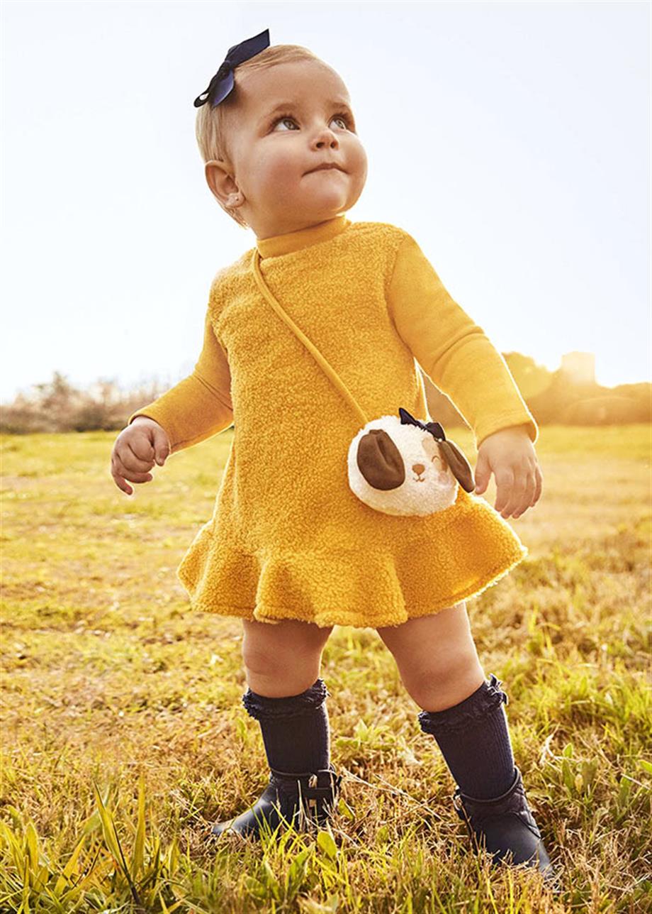 Mayoral Kız Bebek Çantalı Kadife Elbise Set