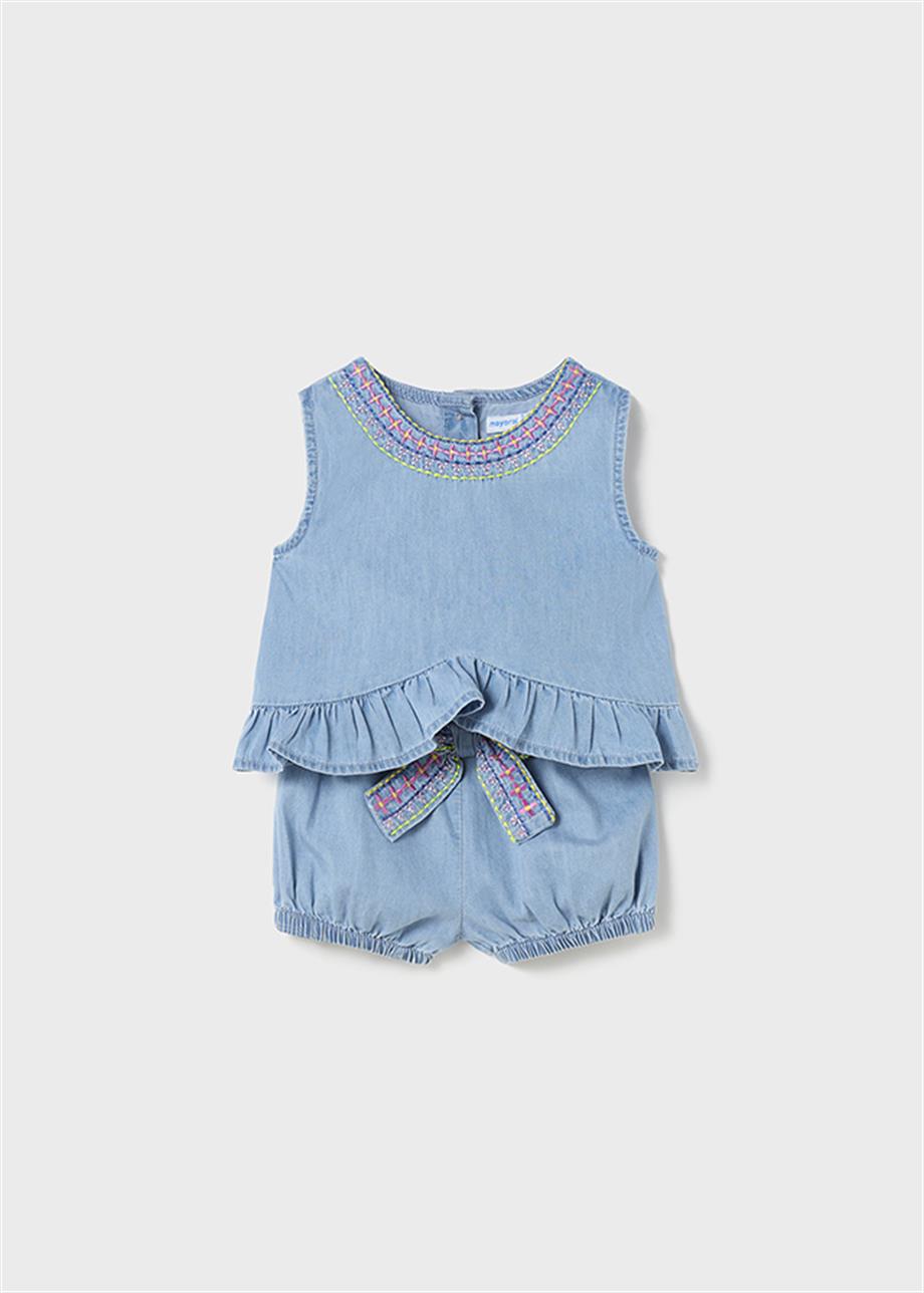 Mayoral Kız Bebek Kot Şort T-shirt Set