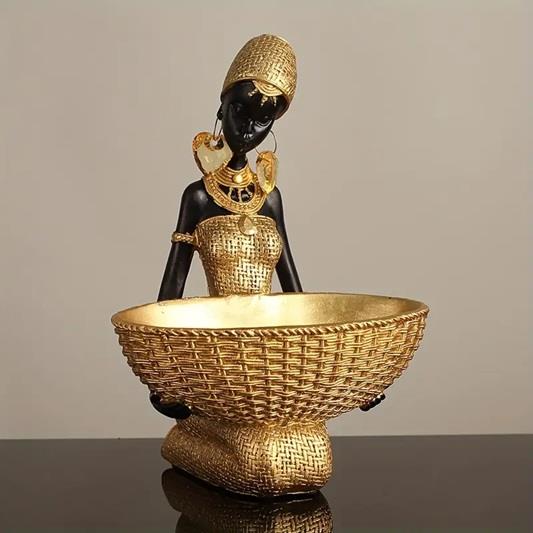 AFRICAN LADY FIGURINE WOVEN TEXTURE STYLE A