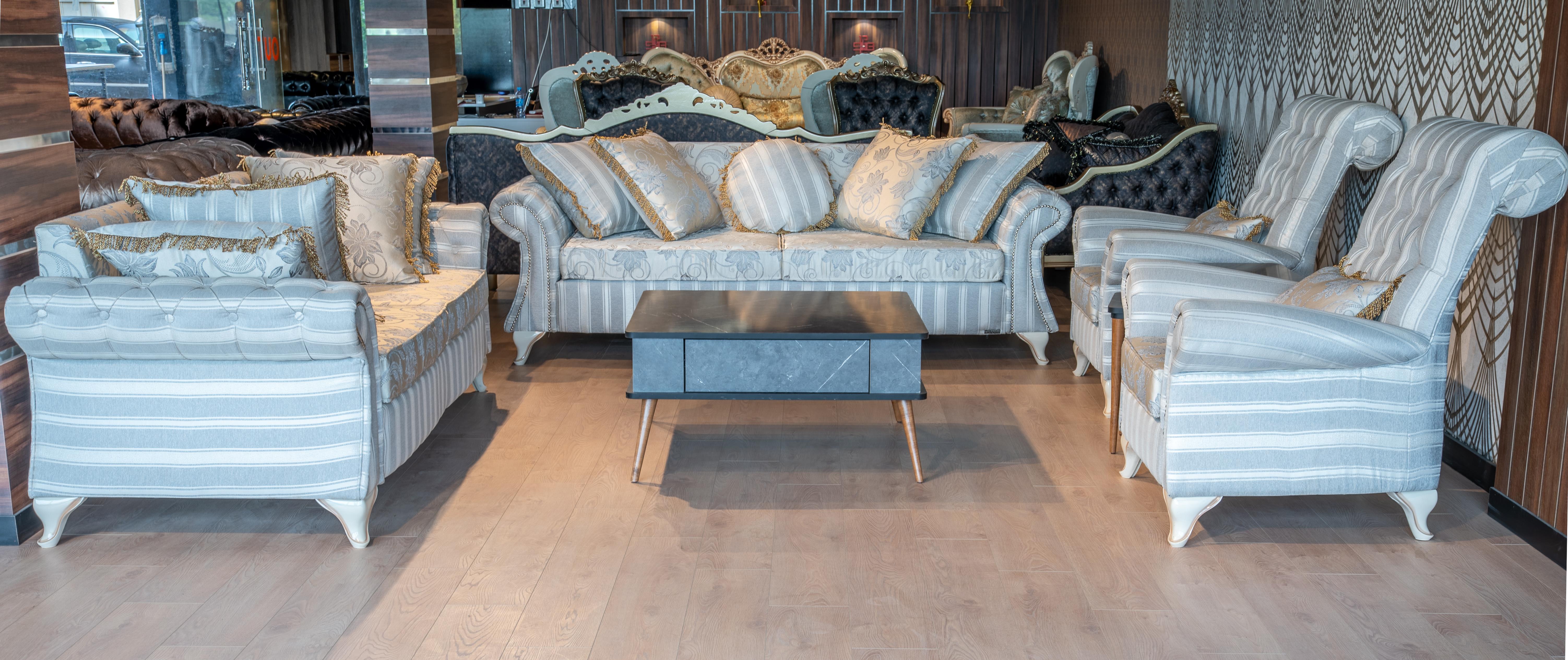 ANKARA SEVEN SEATER SOFA SET - DRAPP/NUBUCK