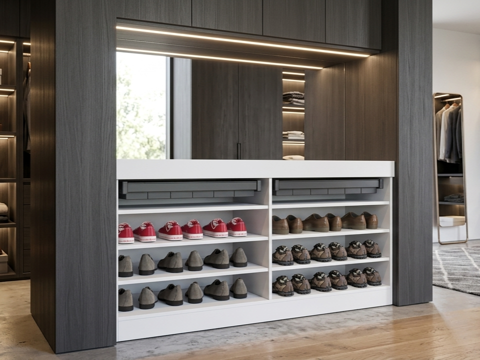 DUNA SHOE RACK & ORGANIZER DRAWER CABINET GLASS TOP