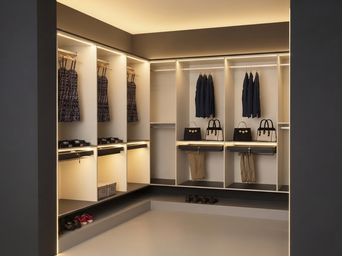 HILLSIDE WALK-IN CLOSET & ACCESSORIES & LED