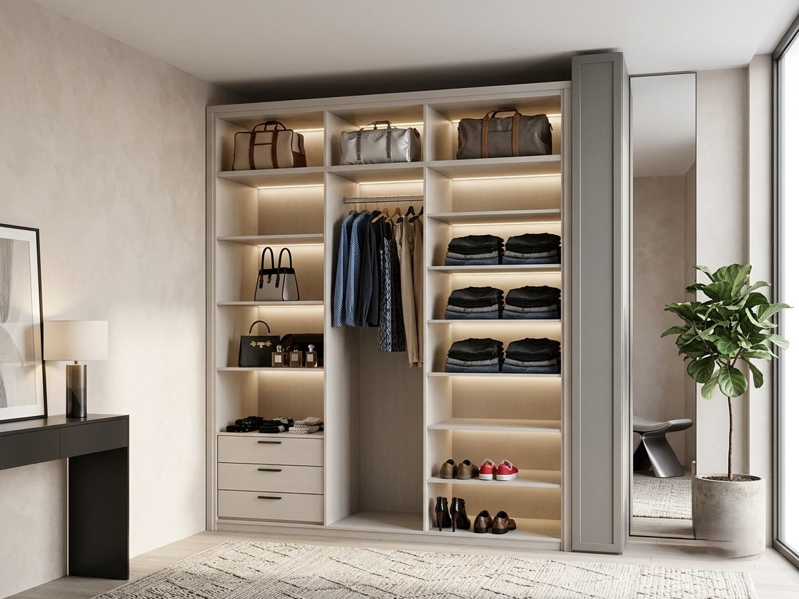 MODERN WALK-IN CLOSET 280x240 DRAWERS & LED LIGHT