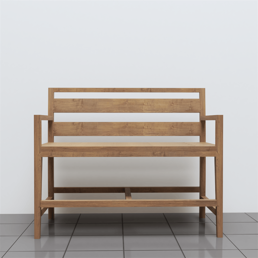TWO SEATER KIDS ARM WOODEN CHAIR