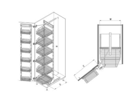 6 BASKET TWIN LARDER CHROME D:60