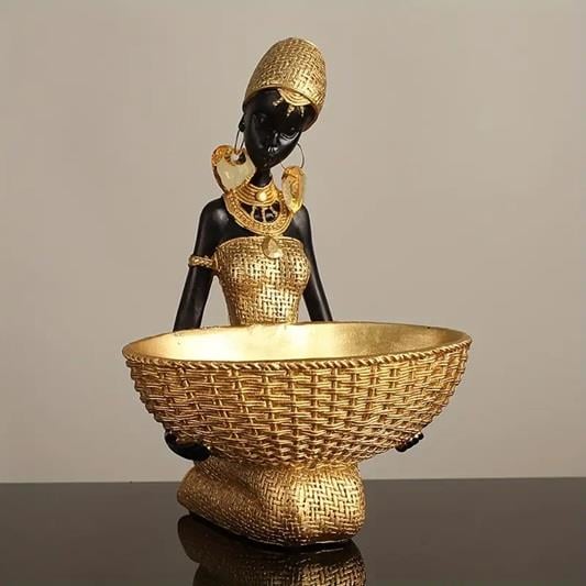 AFRICAN LADY FIGURINE WOVEN TEXTURE STYLE A
