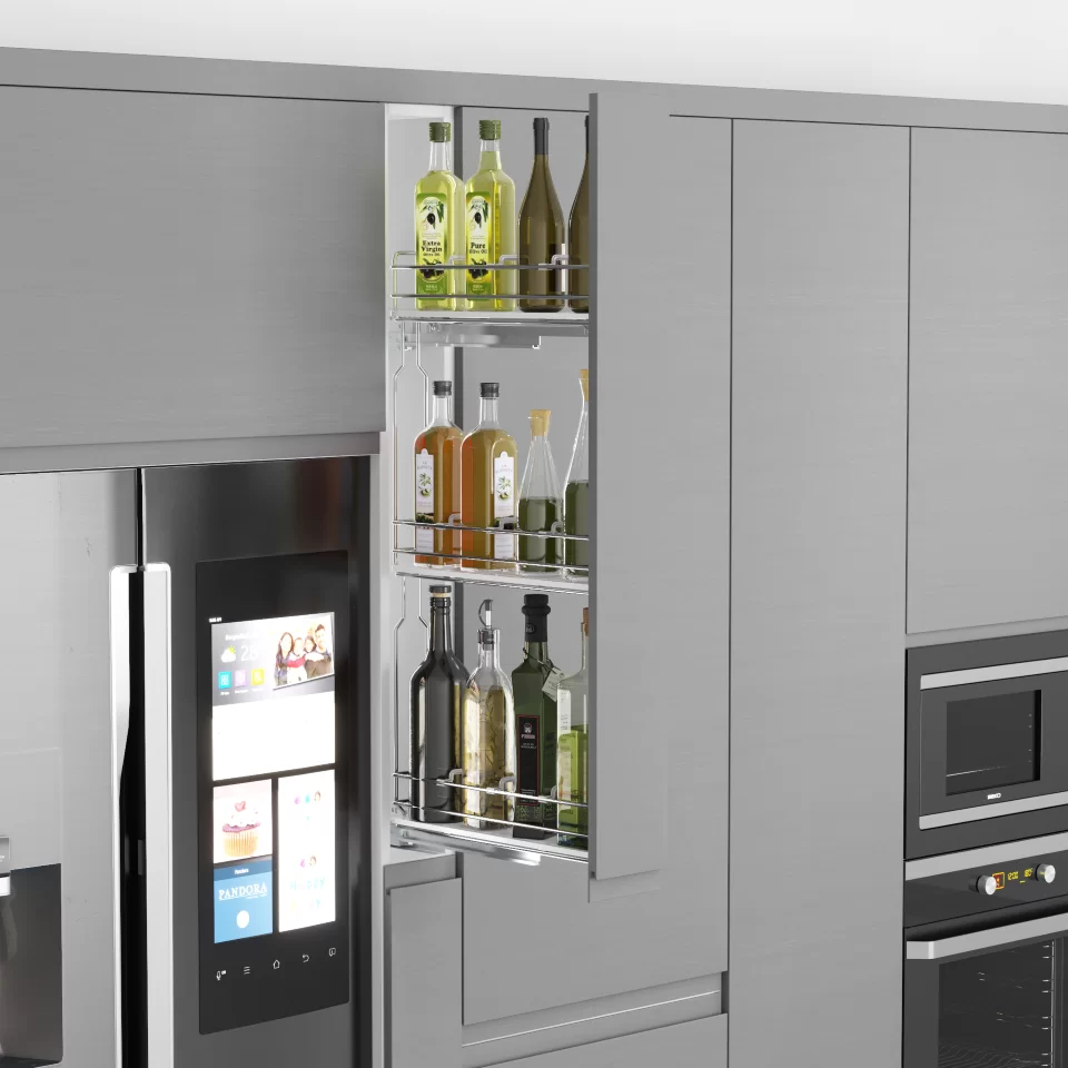 BOTTLE HOLDER & 3 WOOD BOTTOM BASKET 15D