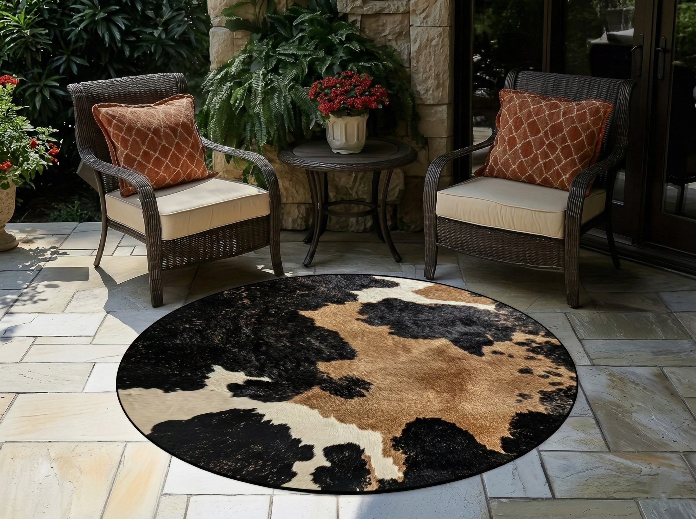 COW SKIN PRINT ROUND RUG 120x120
