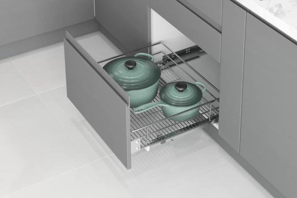 DRAWER & FULL-EXTENSION TANDEM RAIL MOUNTED TO LID 90D SOFT CLOSE