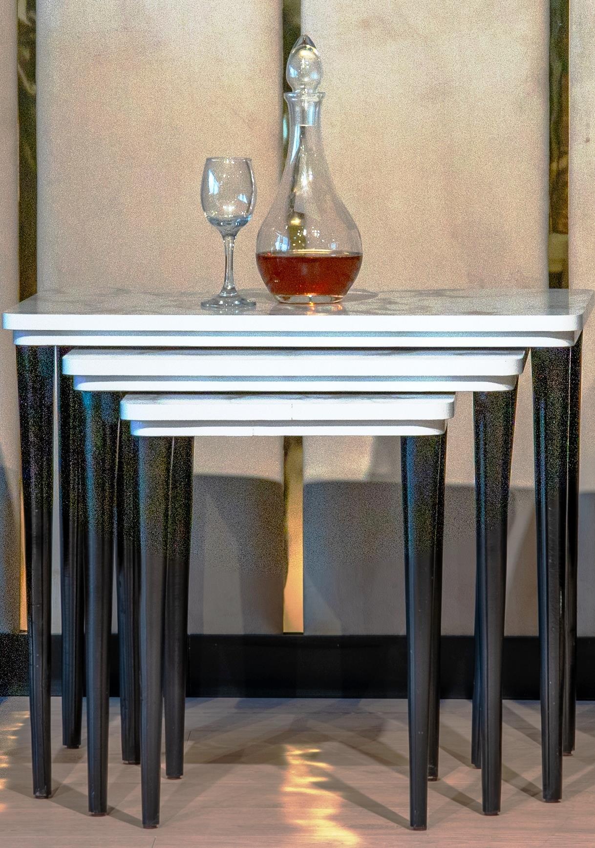 NEXT WOODEN LEG SIDE STOOL SET