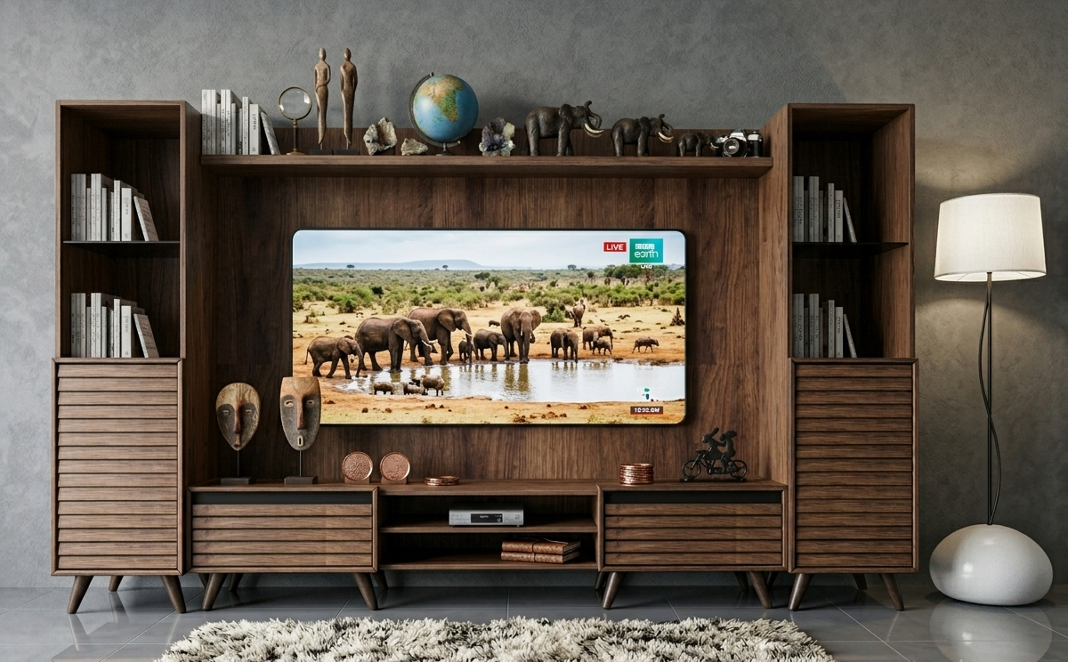 PANJUR IN-BUILT 390 TV WALL UNIT STORAGE 