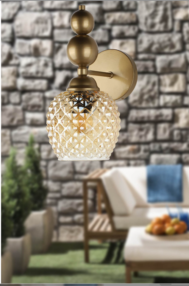 VELAS WALL BRACKET RUSTIC GOLD GLASS LIGHT