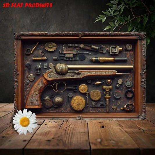 VINTAGE FIREARM THEMED METAL WALL ART