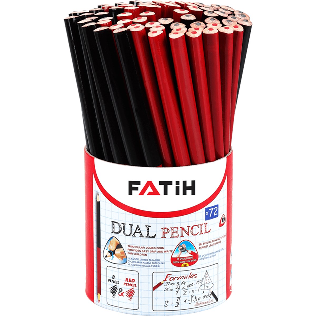 Fatih Jumbo Üçgen İlk Kalemim Kırmızı Ve Siyah 72Li Kutu 30010