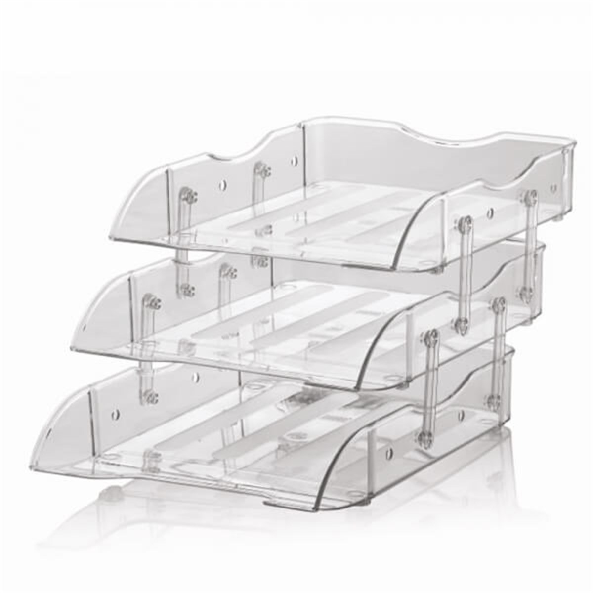 Rot Şeffaf Plastik 3 lü Hareketli Evrak Rafı