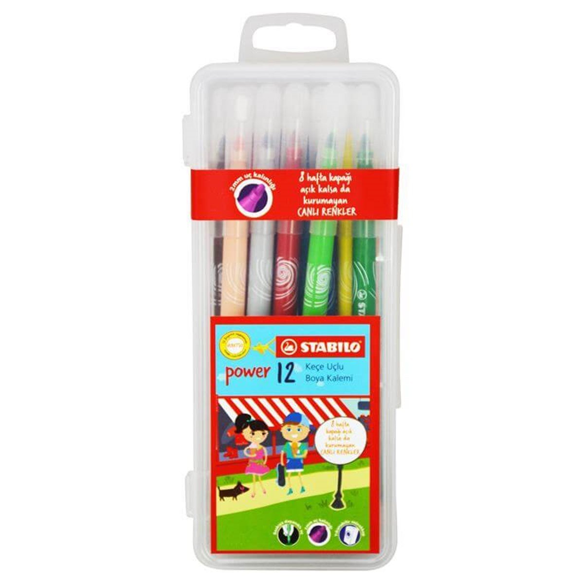 Stabilo 12 Renk Power Keçeli Kalem 280/12-2 Pls Kt