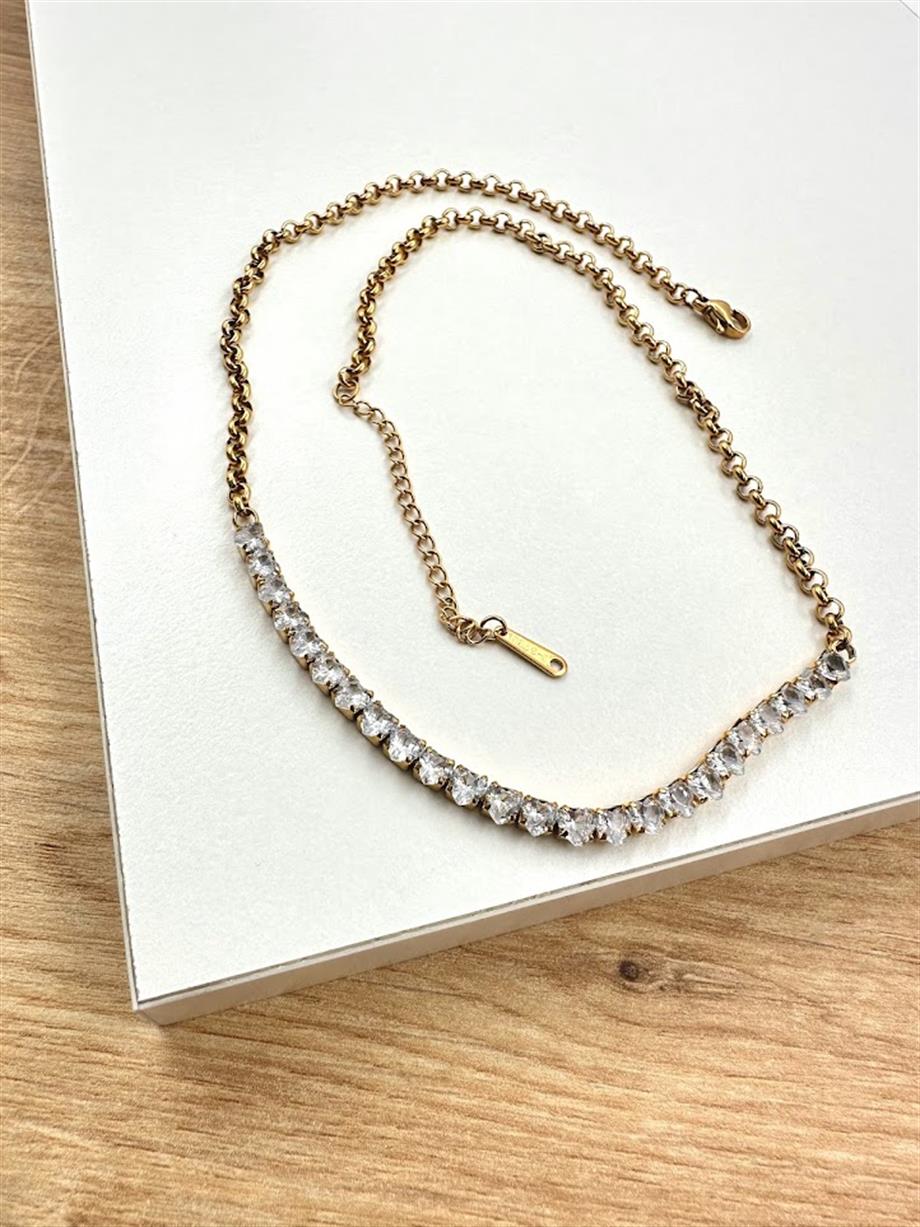 TAŞLI ÇELİK KOLYE