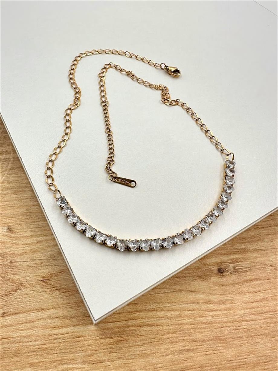 TAŞLI ÇELİK KOLYE