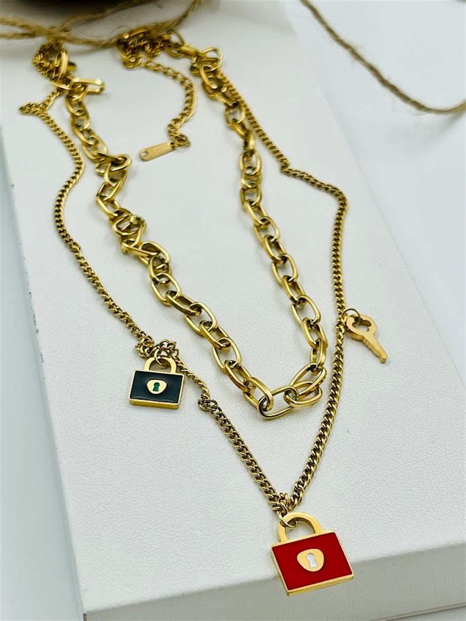 ANAHTAR KİLİT ÇELİK KOLYE