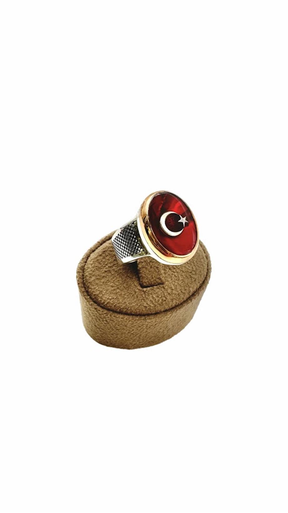 AY YILDIZ MODEL GÜMÜŞ ERKEK YÜZÜK