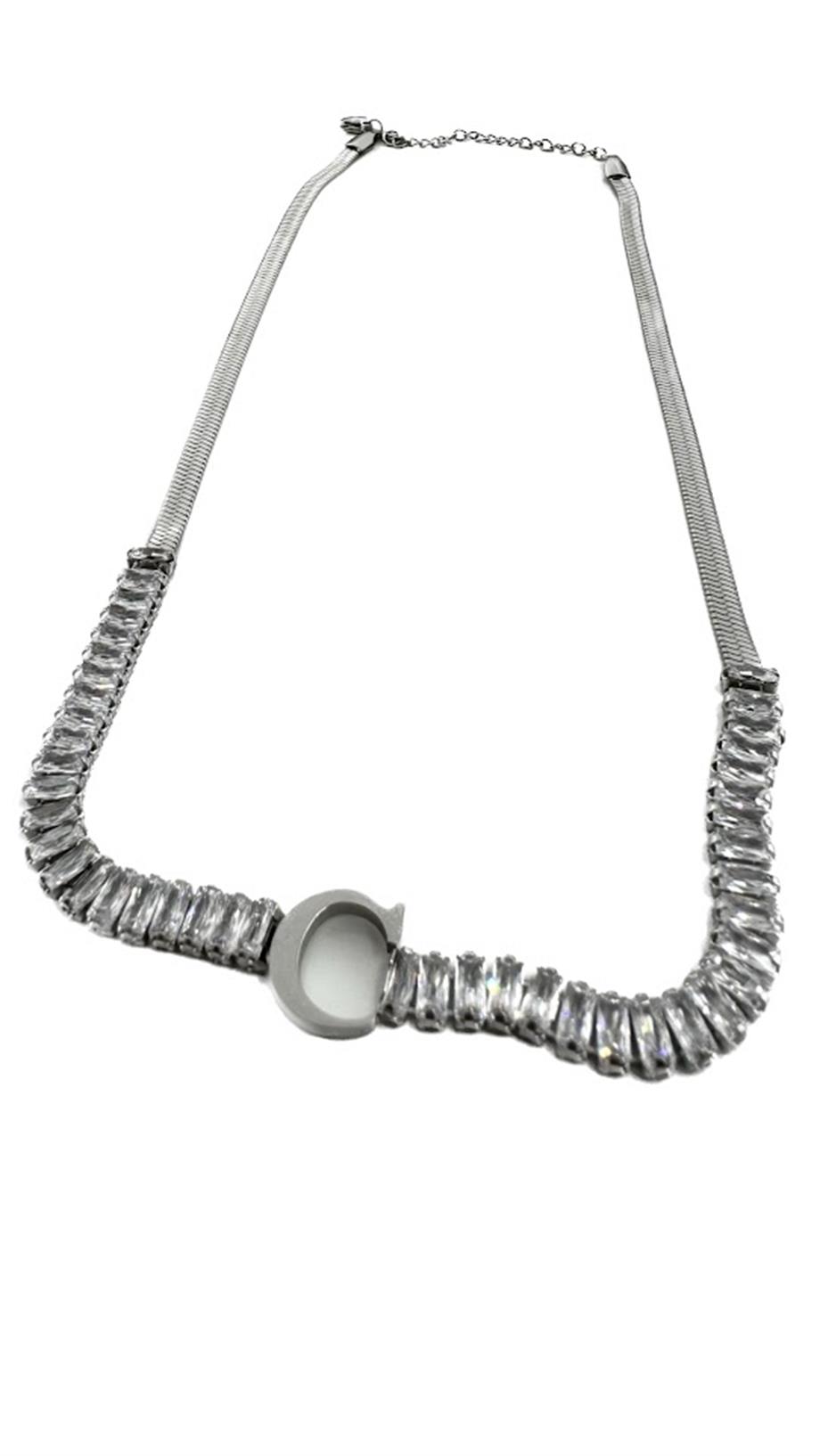 ''C'' HARF ÇELİK KOLYE