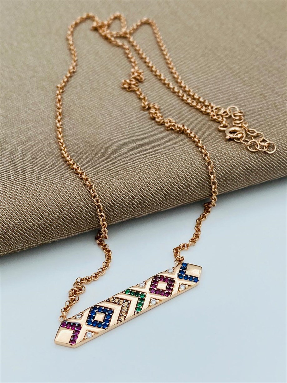 ETNİK DESEN GÜMÜŞ KOLYE