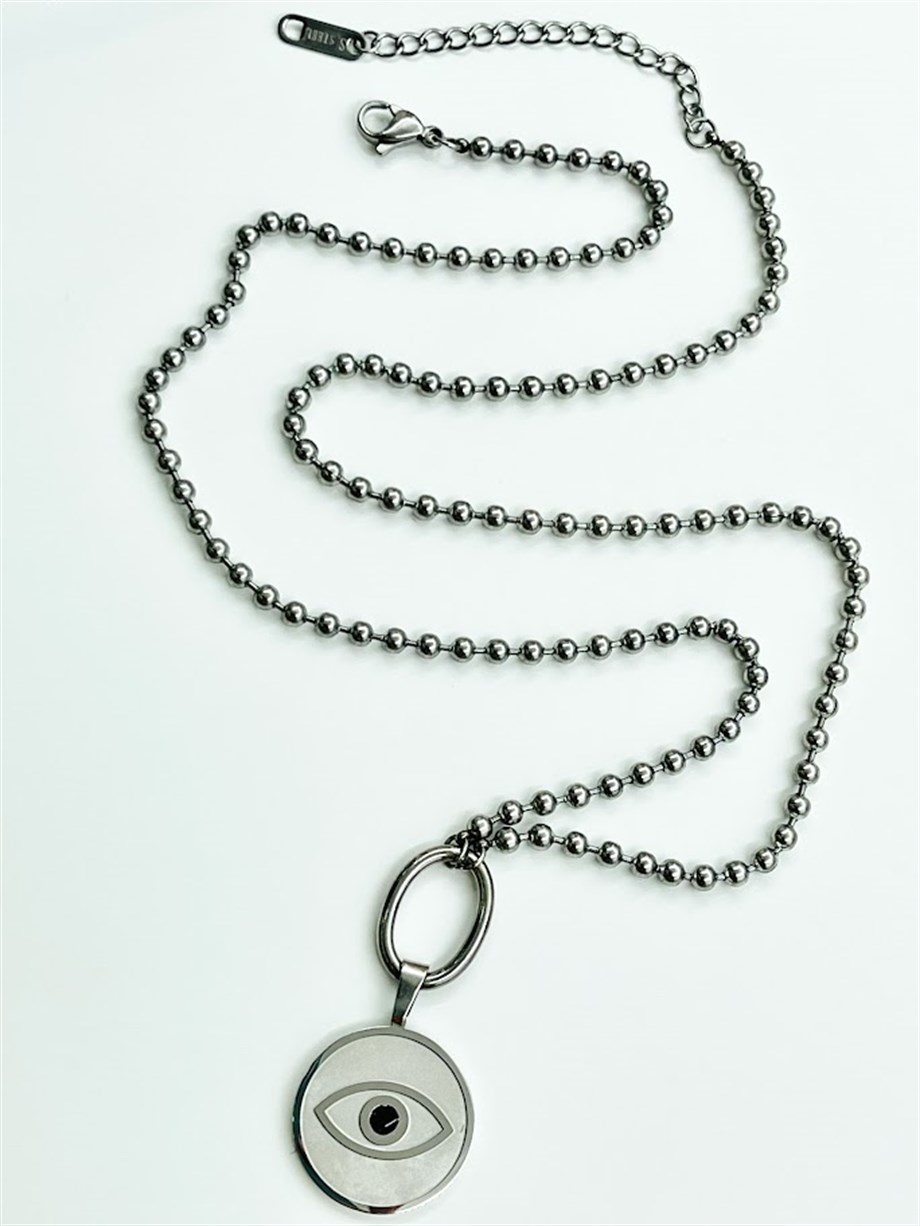 GÖZ MODEL ÇELİK UZUN KOLYE