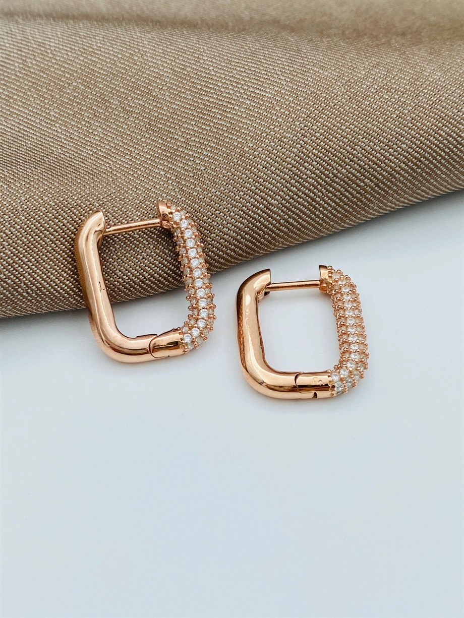 GÜMÜŞ DİKDÖRTGEN HALKA KÜPE