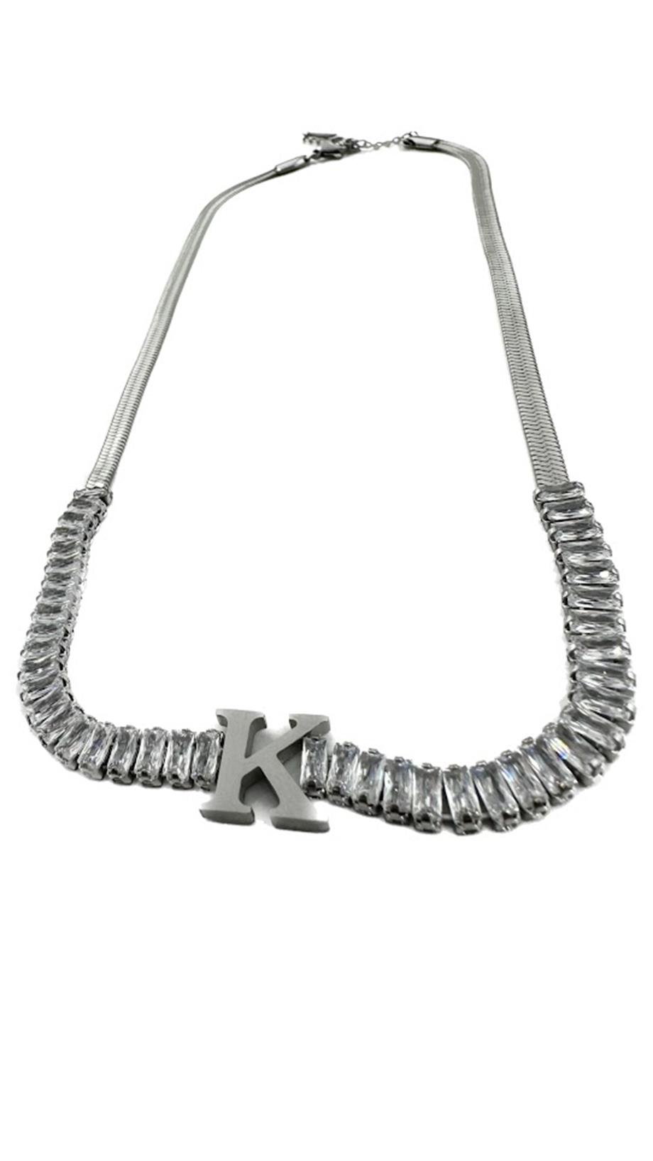 ''K'' HARF ÇELİK KOLYE