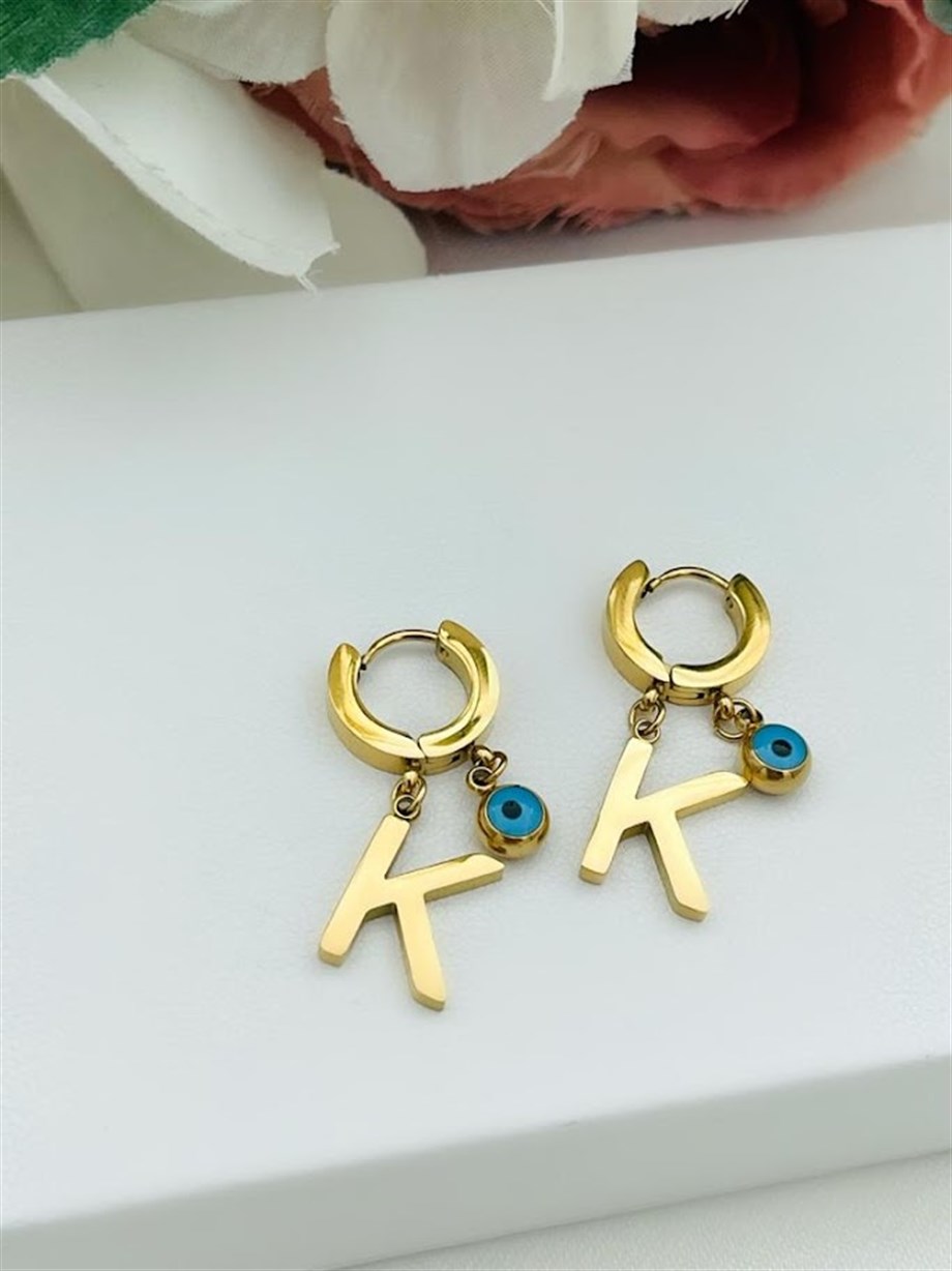 ''K'' HARFİ ÇELİK KÜPE