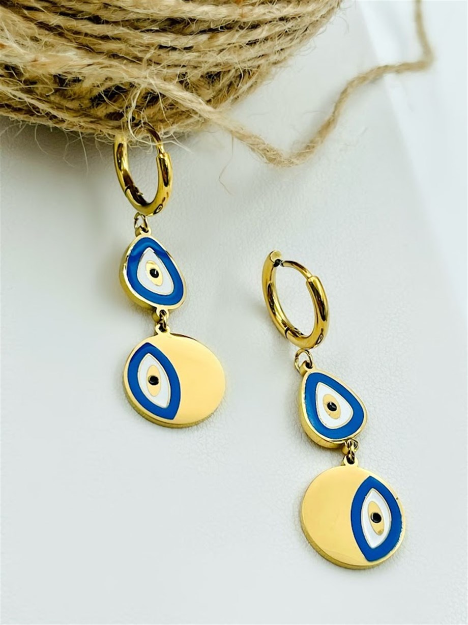 NAZAR BONCUKLU ÇELİK KÜPE