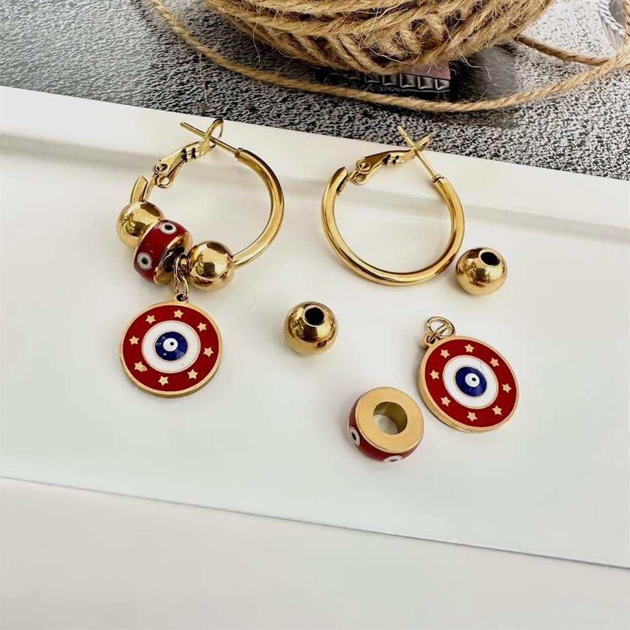 NAZAR BONCUKLU ÇELİK KÜPE