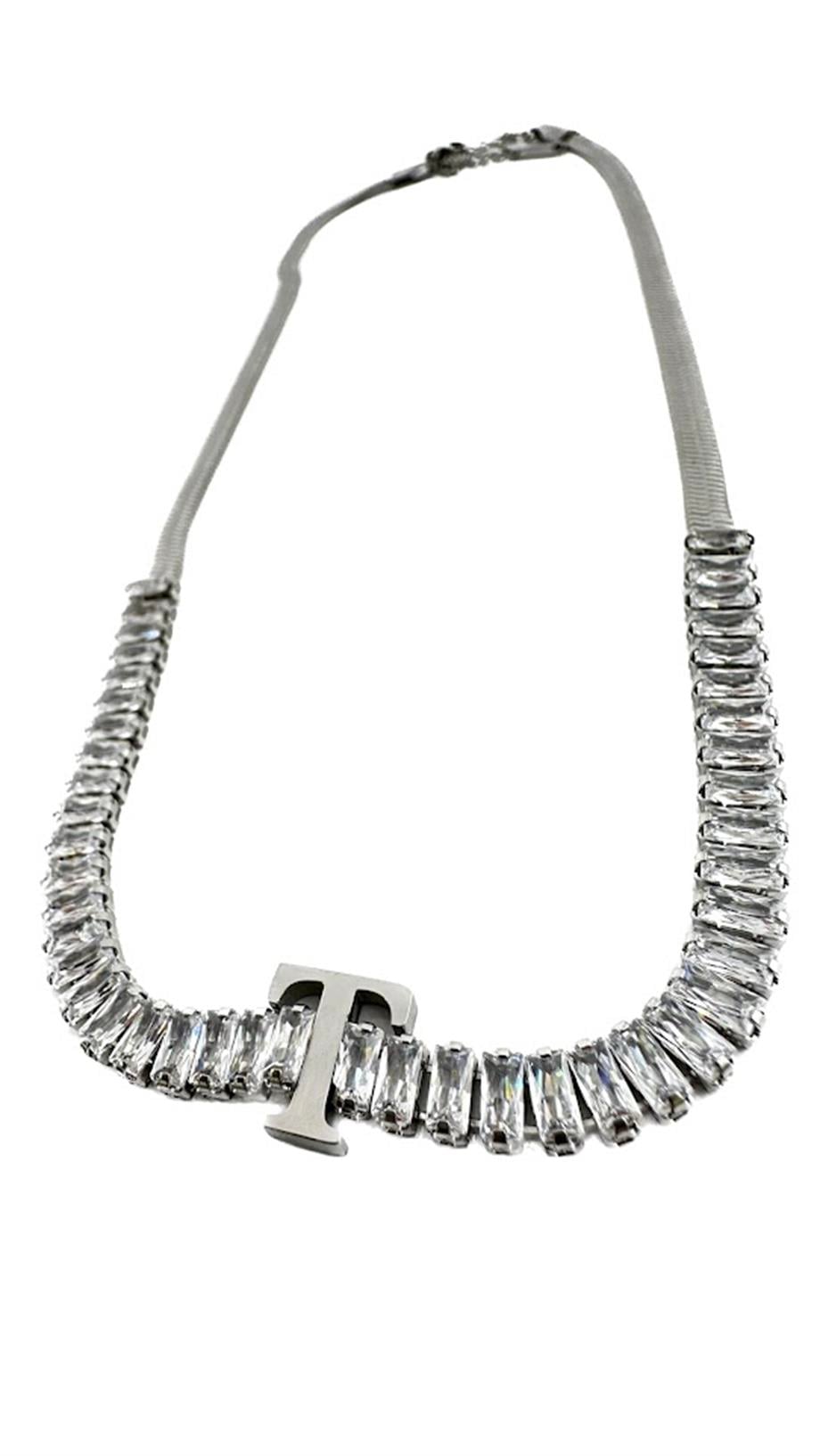 ''T'' HARF ÇELİK KOLYE