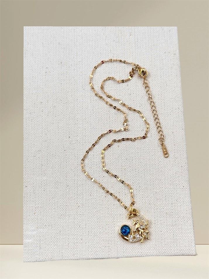 TAŞLI ÇELİK KOLYE