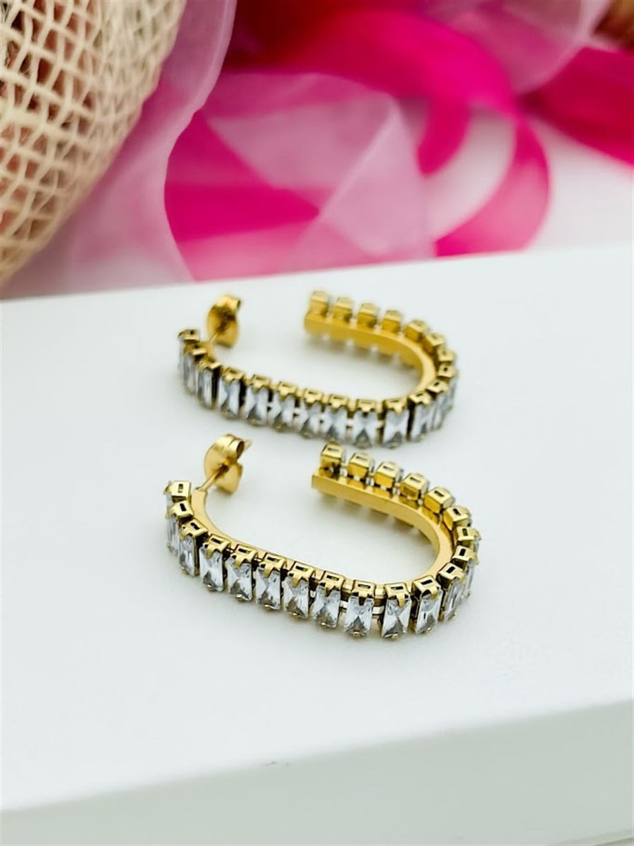 TAŞLI ÇELİK KÜPE