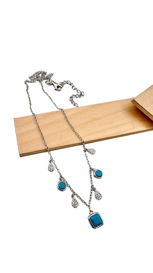 TAŞLI GÜMÜŞ KOLYE