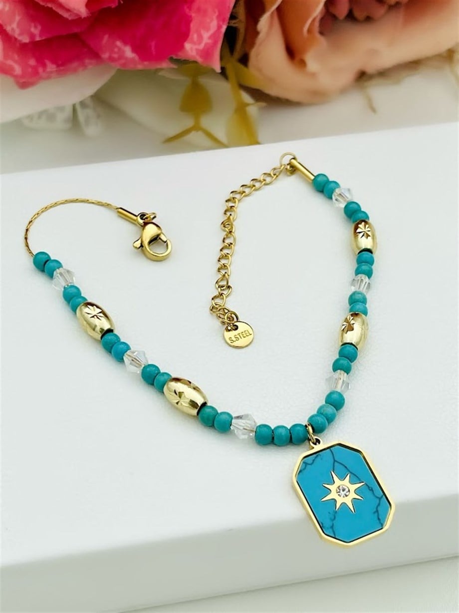 TURKUAZ TAŞ ÇELİK BİLEKLİK