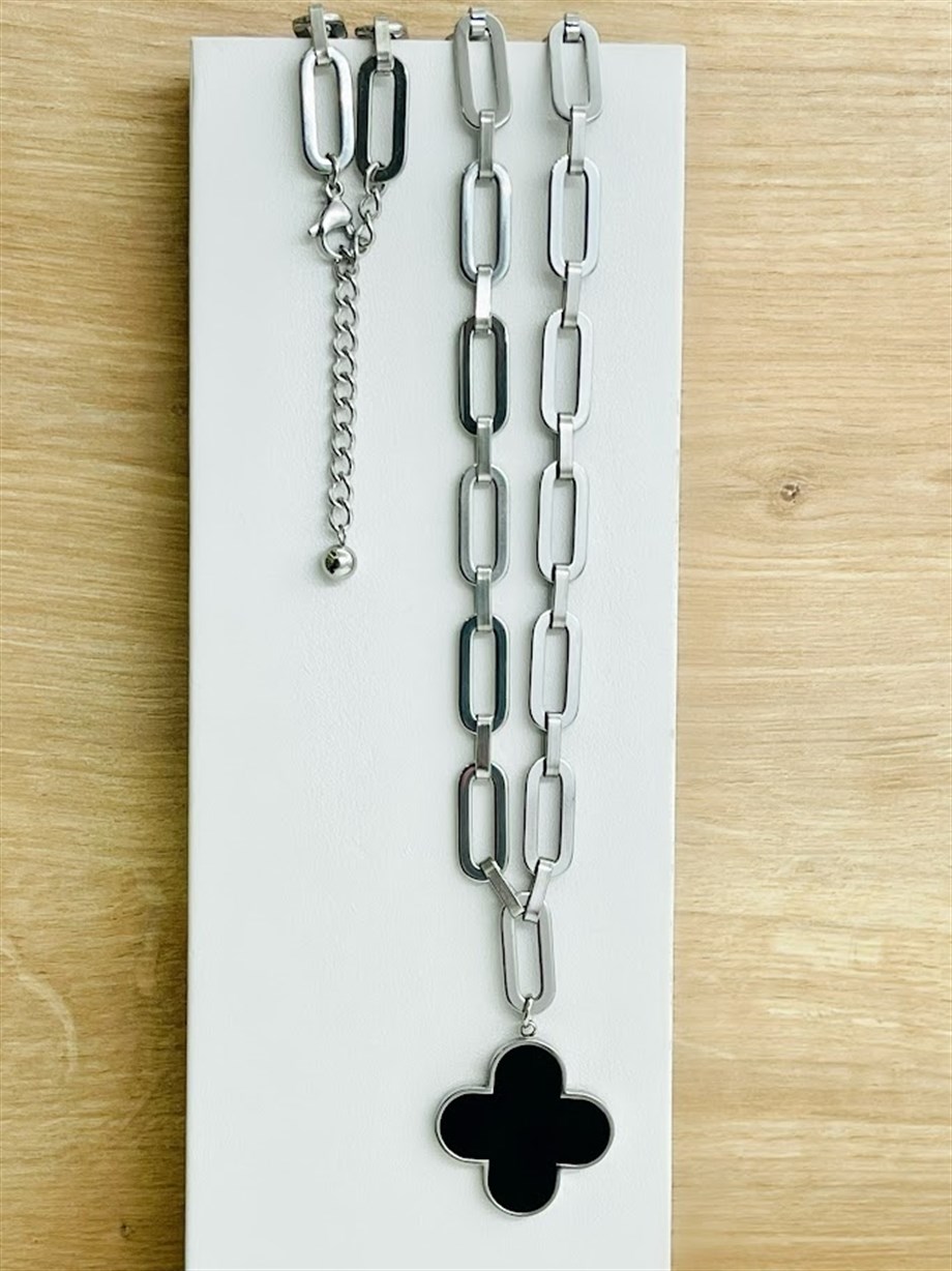 YONCA MODEL ÇELİK UZUN KOLYE