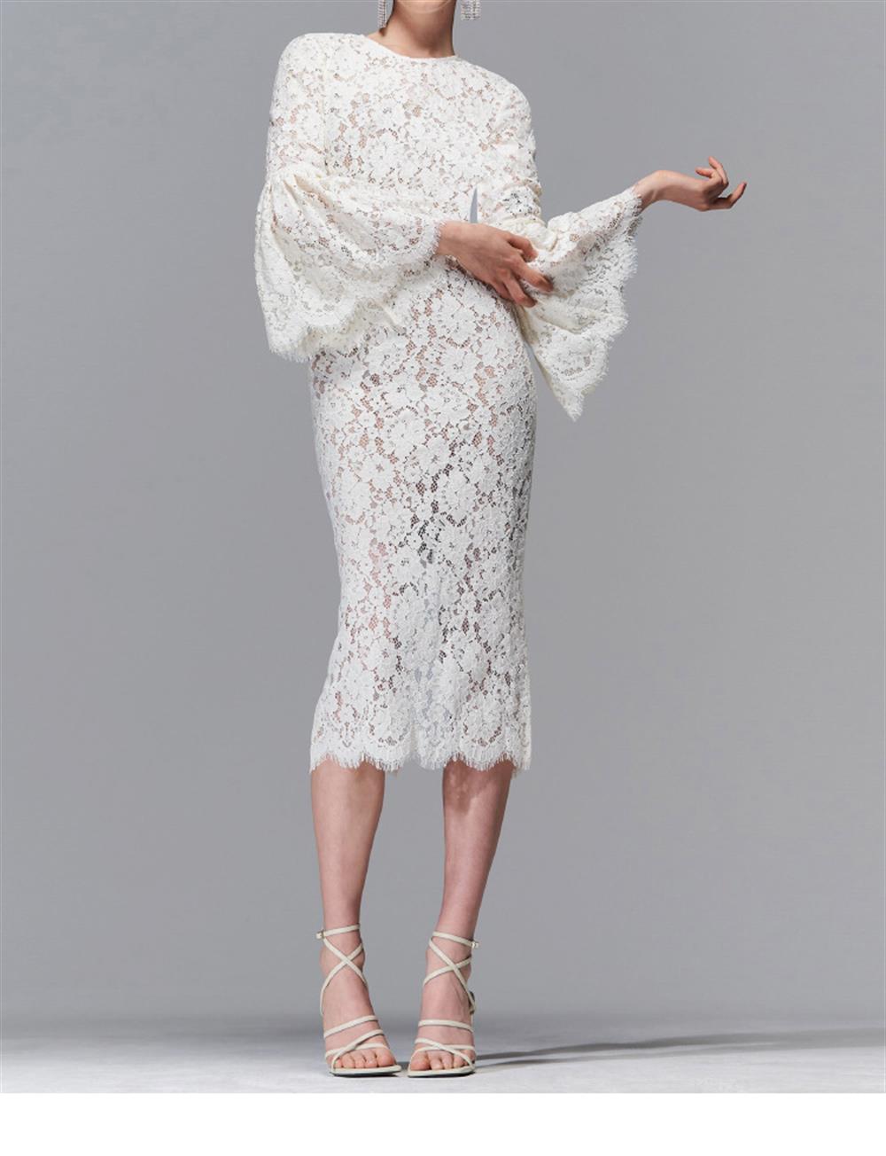 Beyaz Dantel Tasarım Elbise