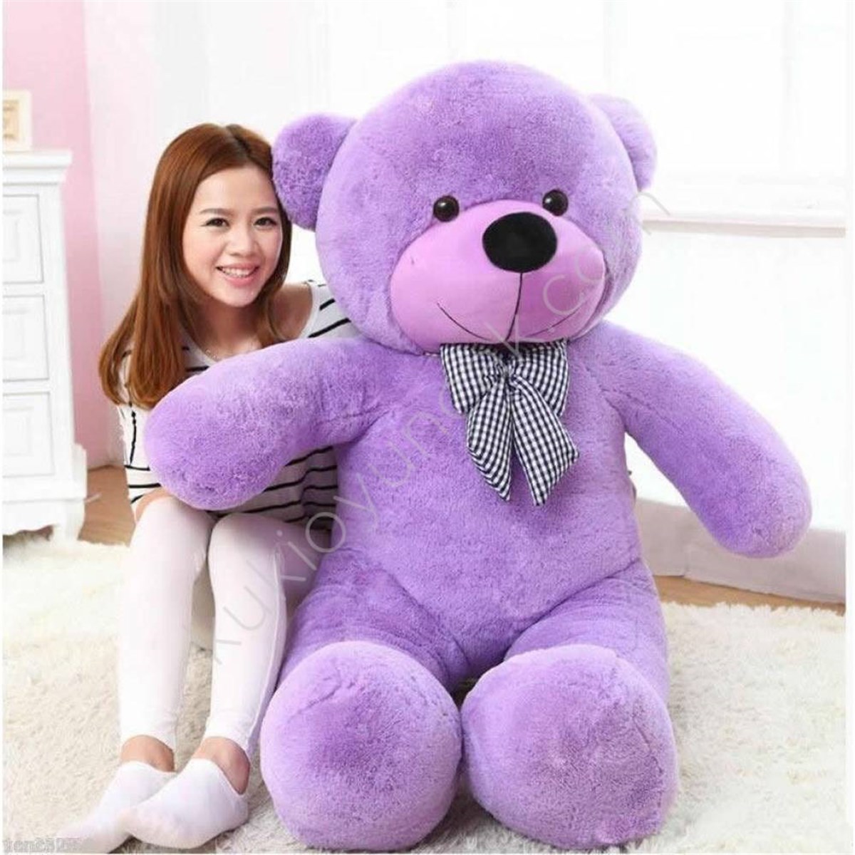 130cm Mor Ponçik Peluş Ayı