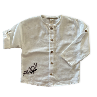 Auntie Me Organik Undyed 'Surfing Whale' Gömlek