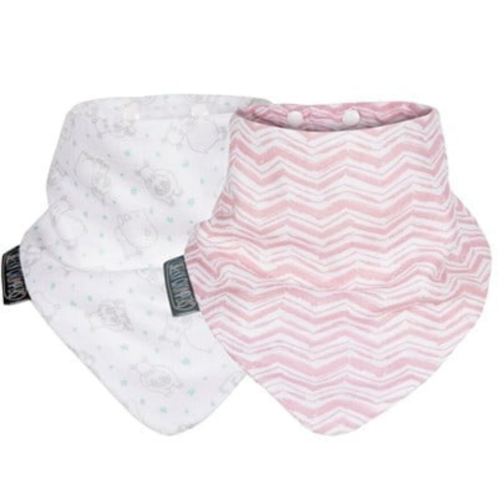 Cheeky Chompers Muslin Neckerbib Rosy Days & Hippo