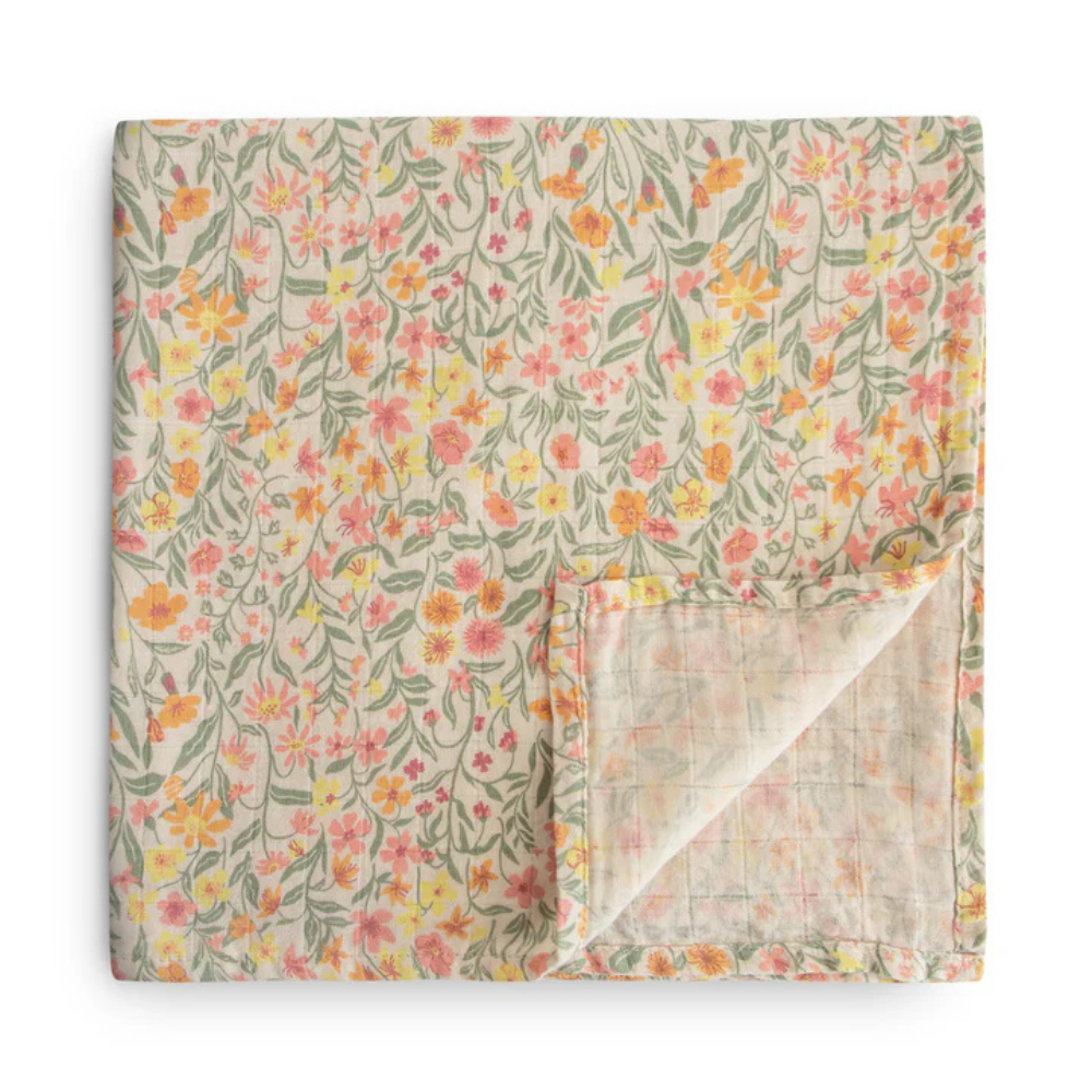 Mushie Organik Müslin Örtü / Kundak - Pastel Blooms