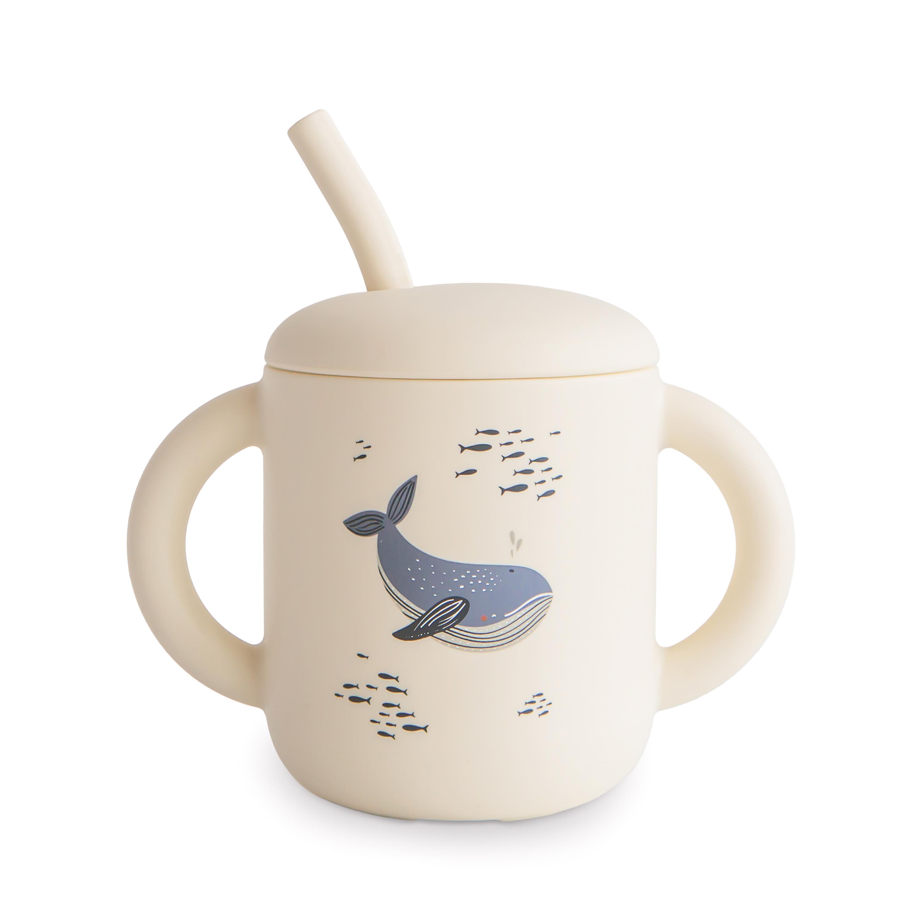 Mushie Pipetli Silikon Alıştırma Bardağı - Whales
