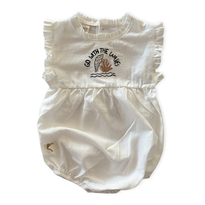 Auntie Me Organik Undyed 'With The Wawes' Dokuma Balon Tulum