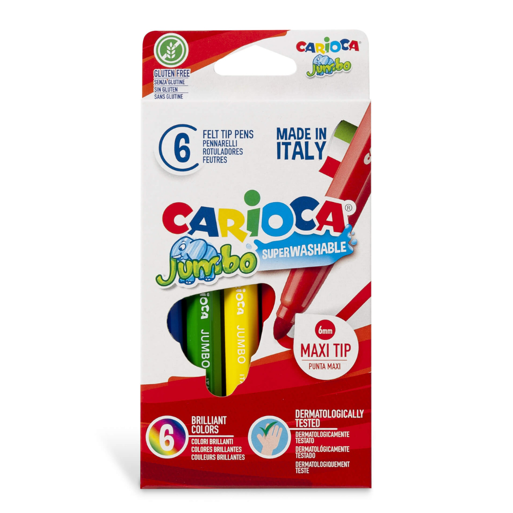 Carioca Jumbo Süper Yıkanabilir Keçeli Boya Kalemi 6'lı